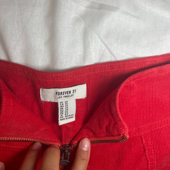 Forever 21 Red Corduroy Mini Skirt - Picture 3 of 3